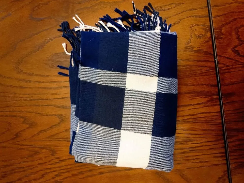 Blue and White Soft Scarf by Plush 6'x20" image indicator(3)