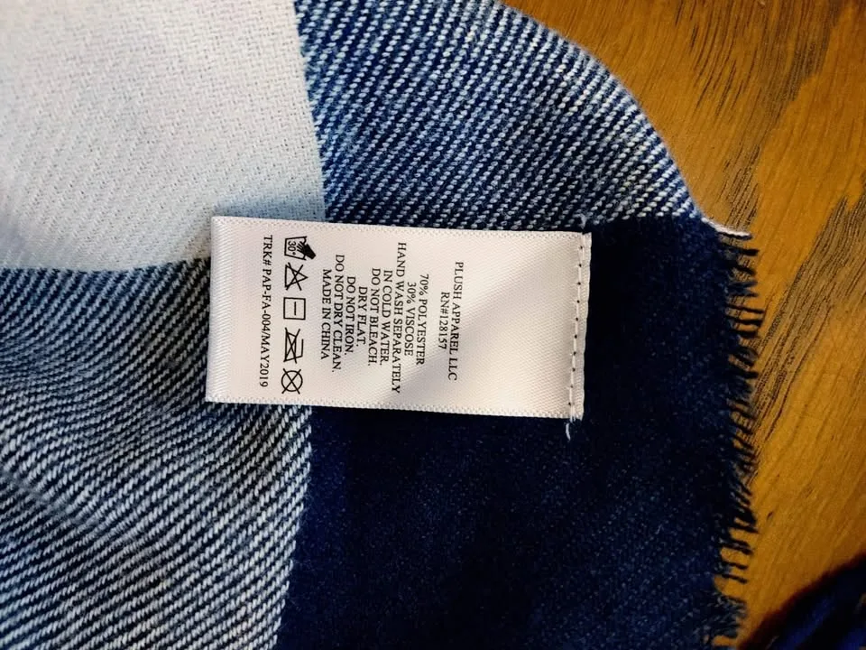 Blue and White Soft Scarf by Plush 6'x20" image indicator(4)