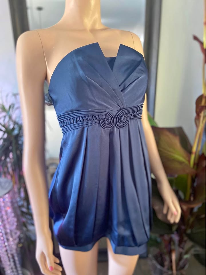 NWT BCBG Max Azria Blue Strapless Dress Petite Size 6
