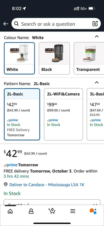 Automatic cat or small dog 2L feeder in black. image indicator(3)