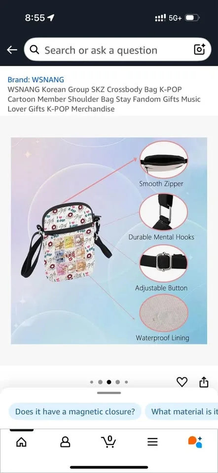 K-pop cartoon member cross body bag image indicator(6)