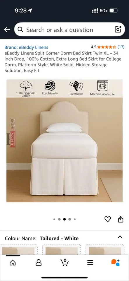 Bedskirt for raised dorm bed image indicator(2)