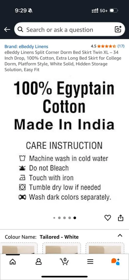 Bedskirt for raised dorm bed image indicator(4)