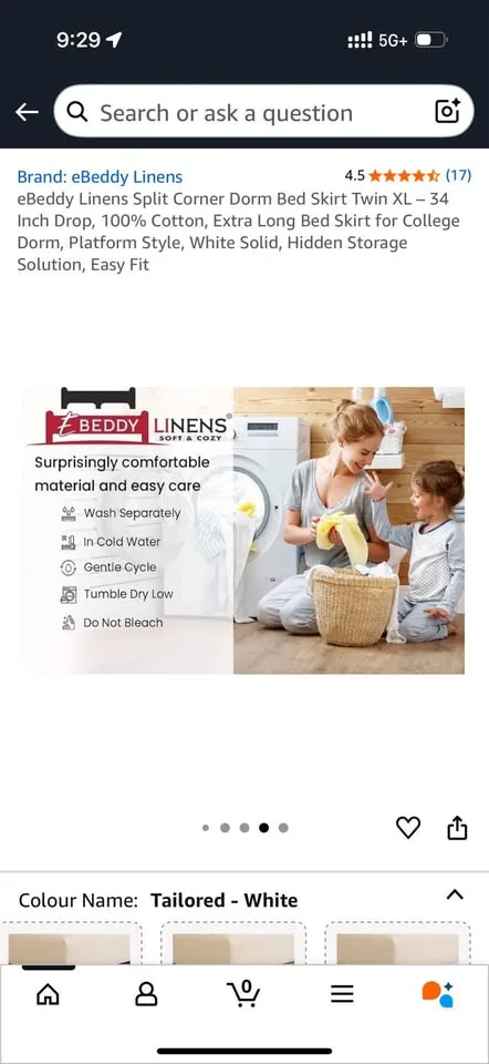 Bedskirt for raised dorm bed image indicator(5)