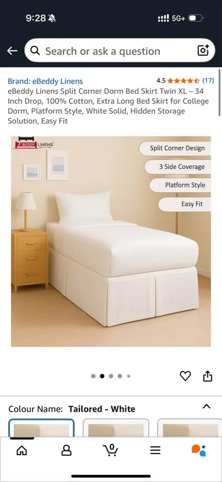 Bedskirt for raised dorm bed image indicator(6)