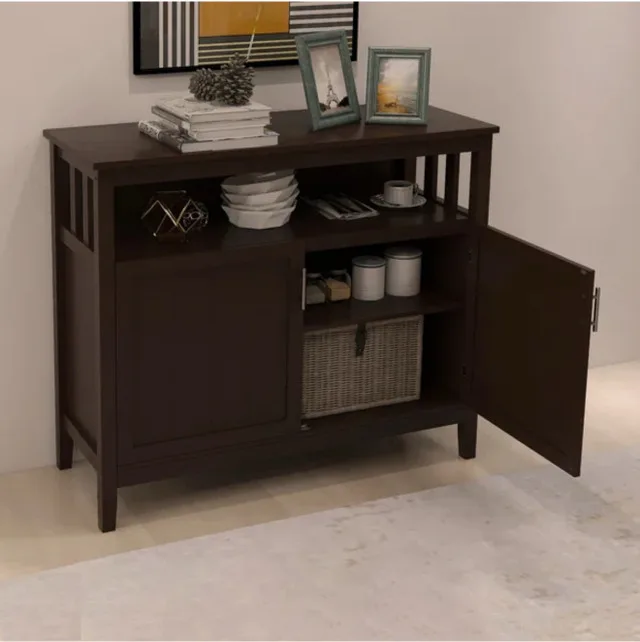 Dark brown multipurpose sideboard cabinet image indicator(2)