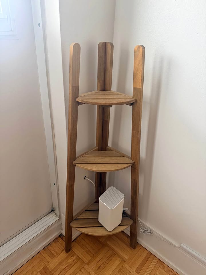 Three-tier wooden corner stand