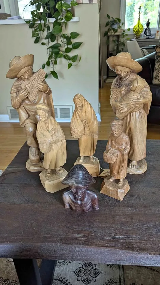 Vintage Carved Wood Figurines (3 Signed Caron) thumbnail
