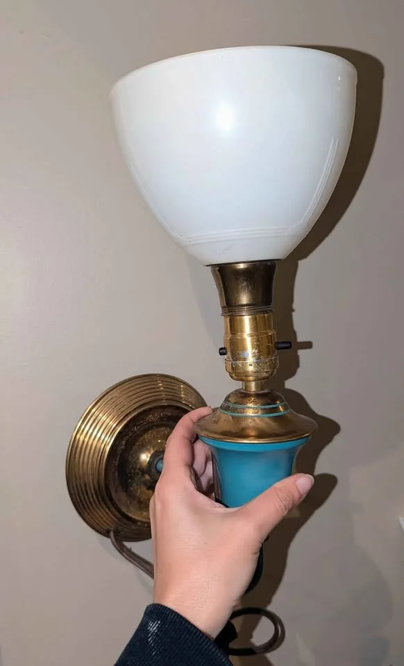 Rare 1950s ELITE Brass & Turquoise Wall Sconce image indicator(3)