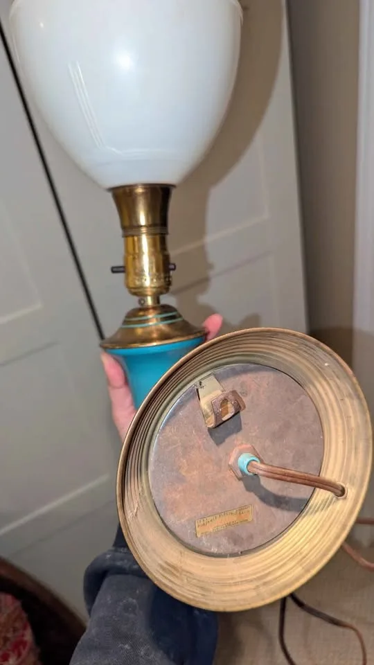 Rare 1950s ELITE Brass & Turquoise Wall Sconce image indicator(8)