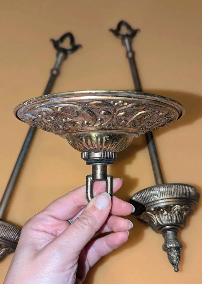 Lot of Vintage Brass Chandelier/Lamp Parts image indicator(7)