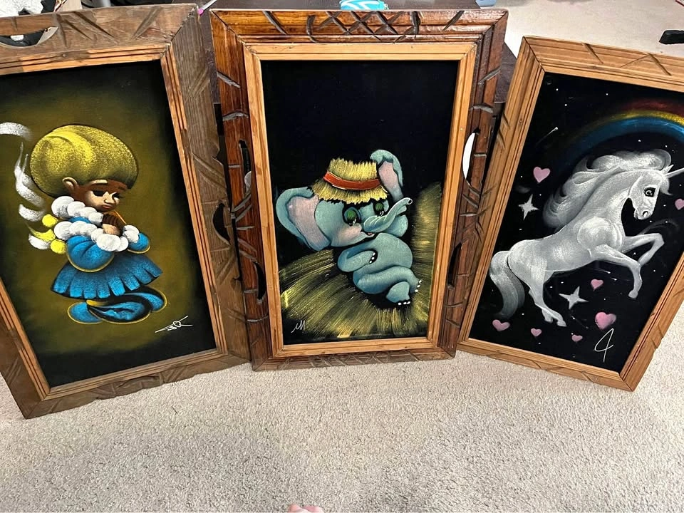 Vintage Black velvet oil paintings 25.00 each