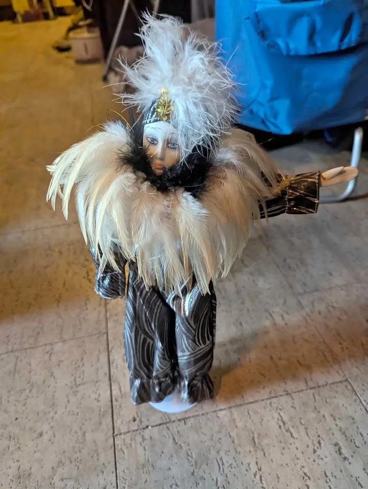 Vintage Harlequin porcelain clown doll