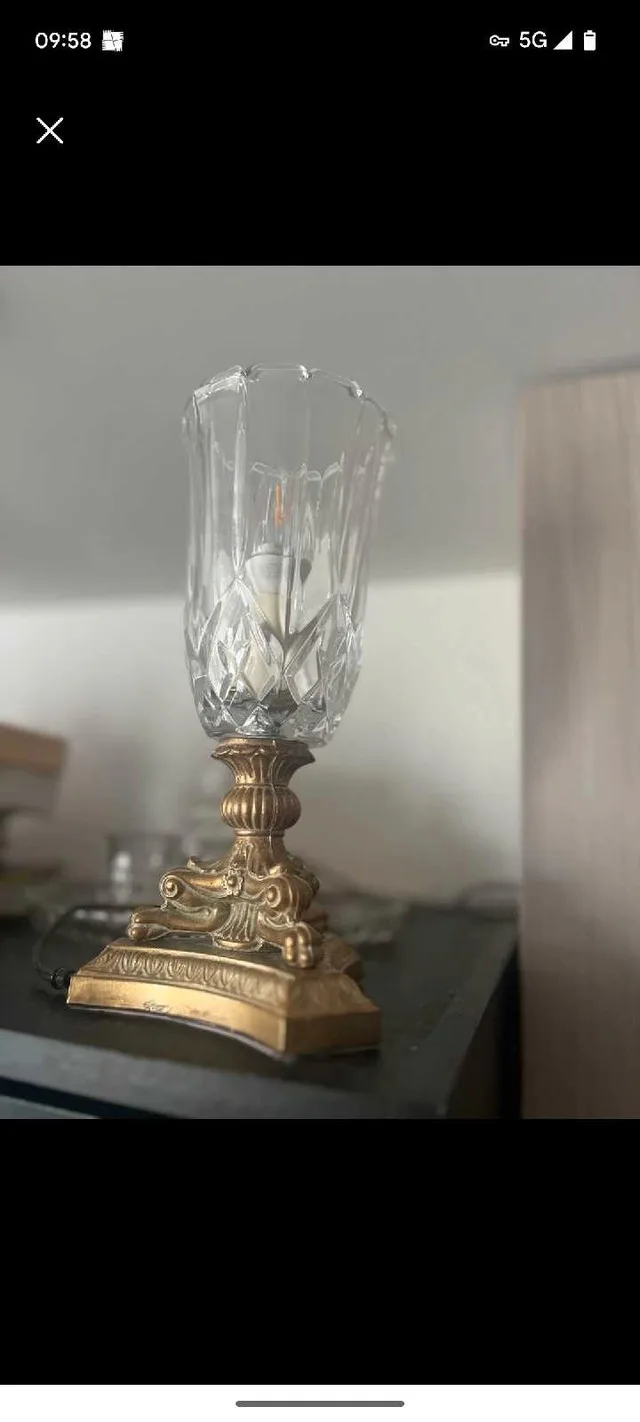 Crystal solid Brass hurricane lamp vintage