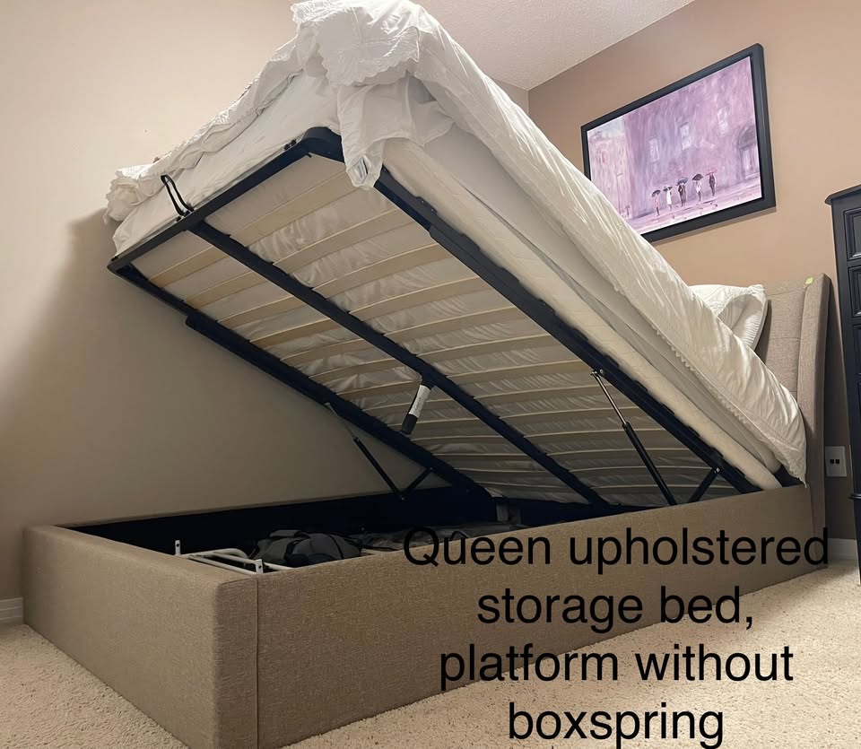 Queen sized upholstered storage bed frame only - photo 2
