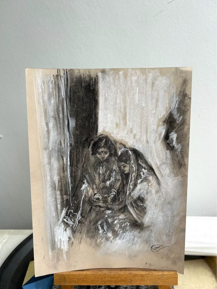 "Untitled (1989)" Original Charcoal Painting - photo 2