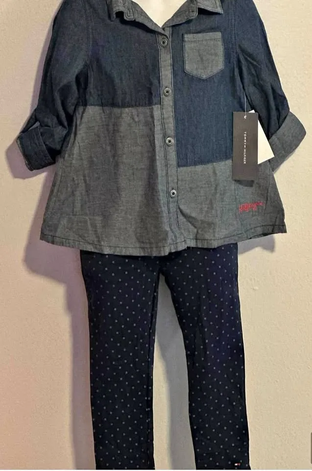 GIRLS 2PC LEGGINGS SUIT SIZE: 4T BRAND: TOMMY HILFIGER PRICE:$55 thumbnail