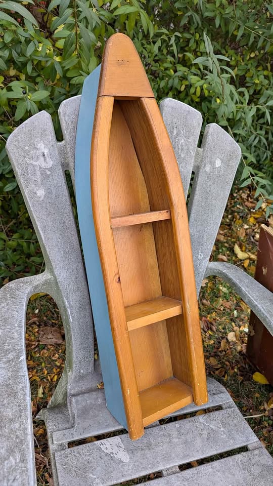 Rustic Wooden Boat Shelf – Nautical Wall Decor