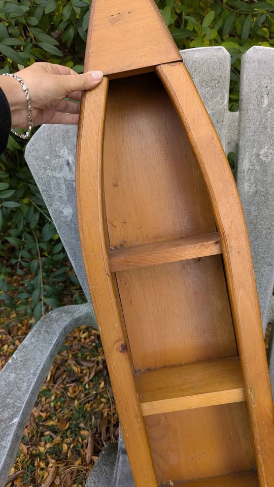 Rustic Wooden Boat Shelf – Nautical Wall Decor - photo 2