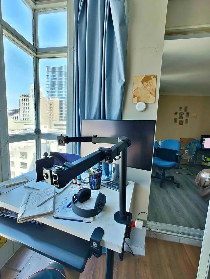 Dual display monitor holder arm