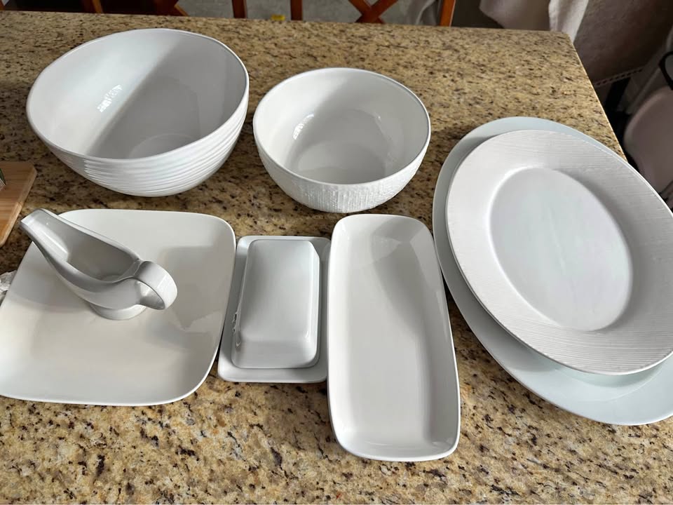 9 White serving pieces