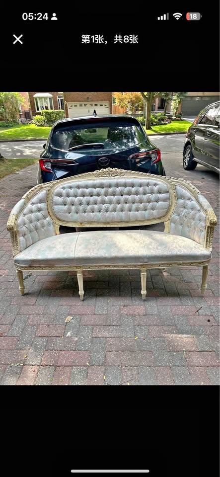 Vintage Rococo silk couch