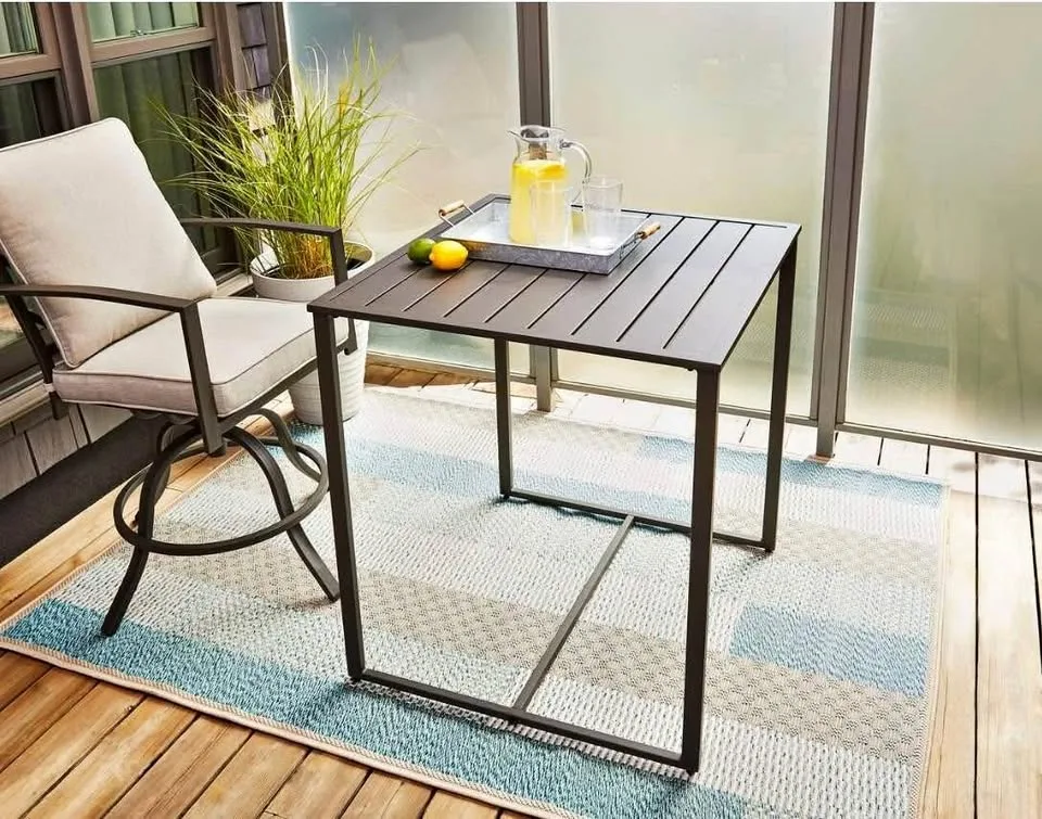 CANVAS Fairview Steel Square Table, Brown, 32x32x36-in