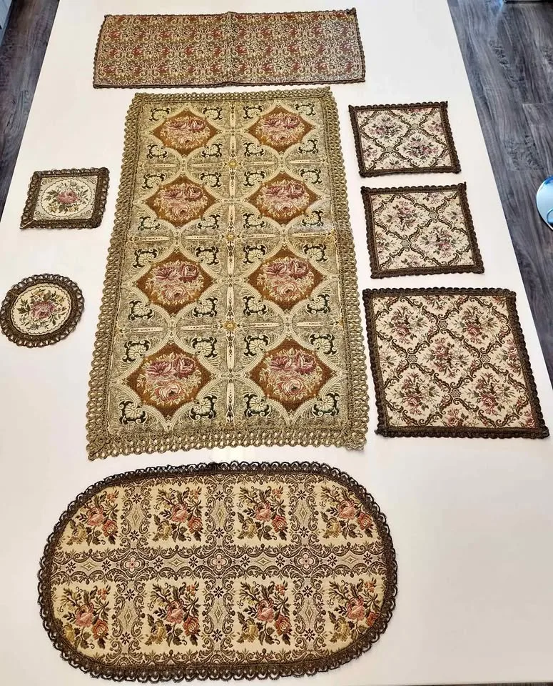 Vintage Table Runner Tapestry Floral Brocade LOT 8 1800s