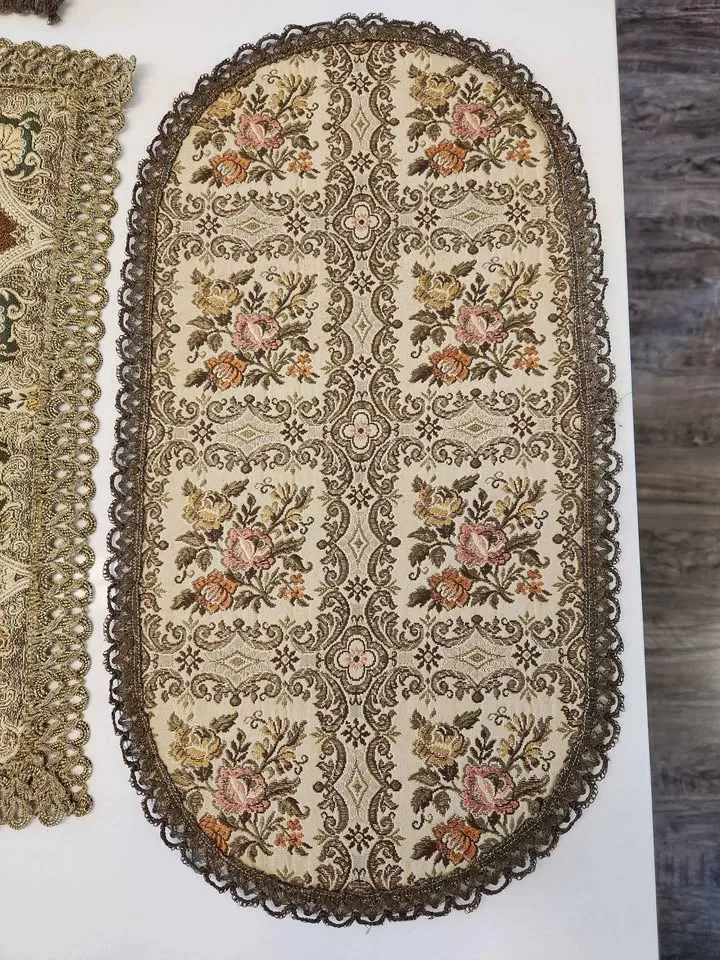 Vintage Table Runner Tapestry Floral Brocade LOT 8 1800s image indicator(4)
