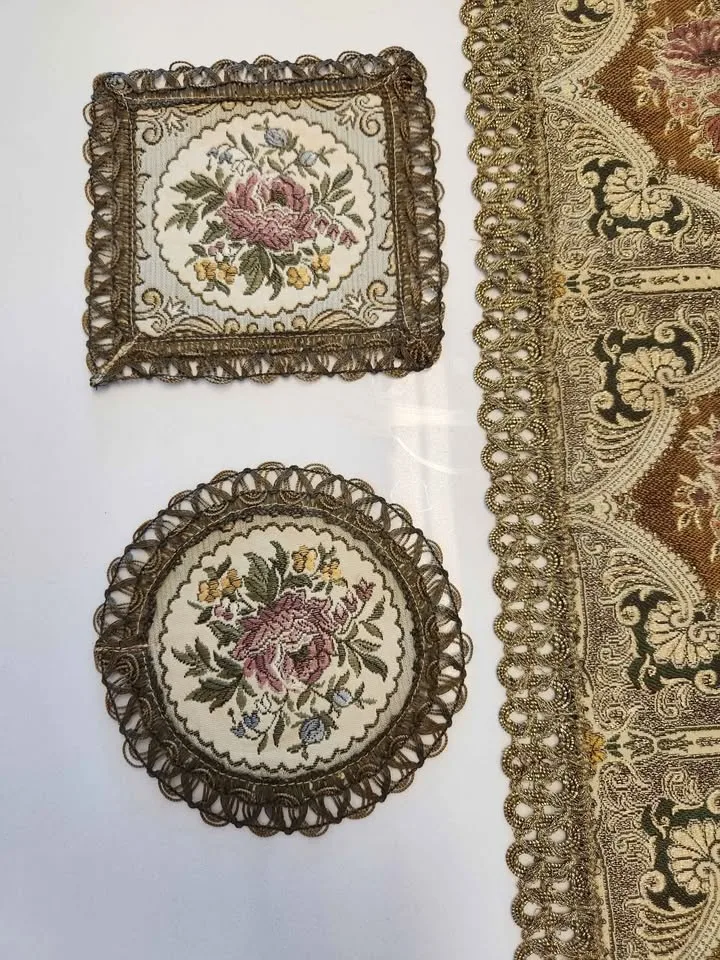 Vintage Table Runner Tapestry Floral Brocade LOT 8 1800s image indicator(5)