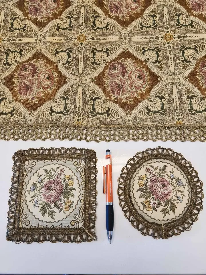 Vintage Table Runner Tapestry Floral Brocade LOT 8 1800s image indicator(8)