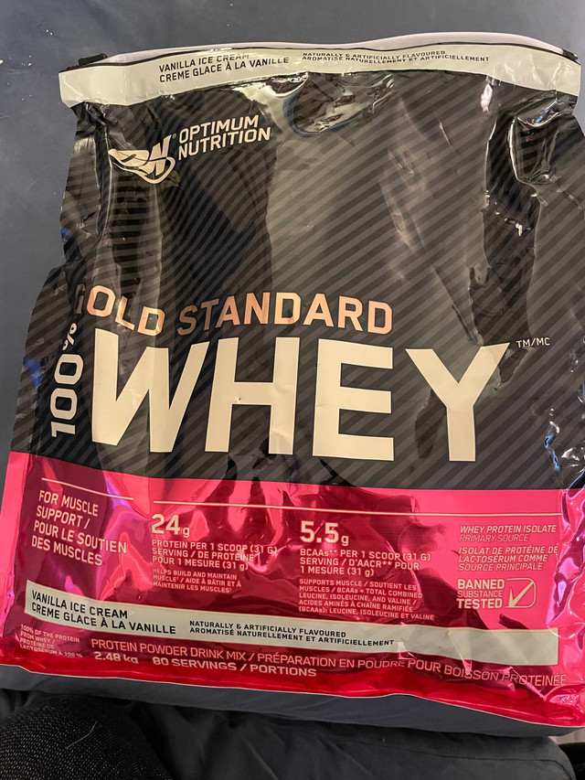 Gold standard 100% whey protein powder vanilla ice cream flavour