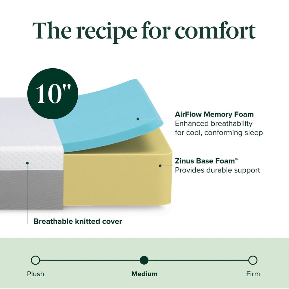 Zinus 10” Memory Foam Mattress - MOVING MUST GO - photo 4