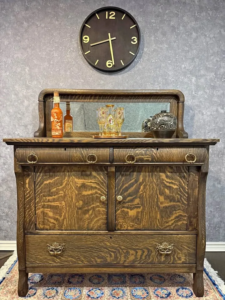 Vintage Tiger Oak Sideboard / Buffet - Restored thumbnail