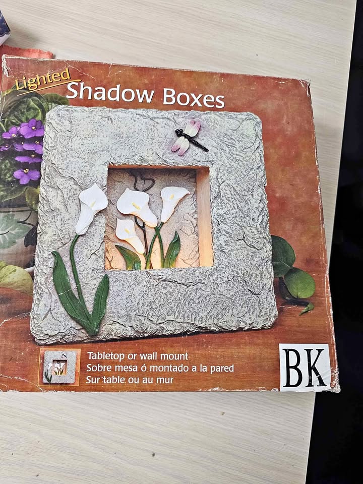 Lighted Shadow Box Calla Lily and Dragonfly 3D