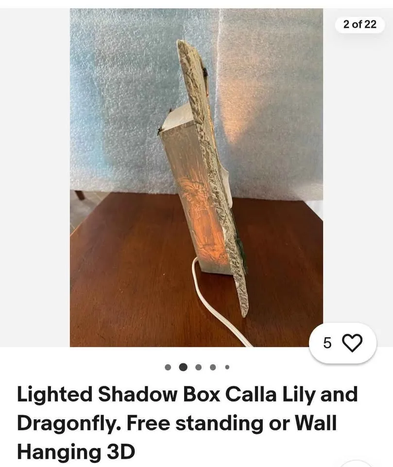 Lighted Shadow Box Calla Lily and Dragonfly 3D image indicator(5)