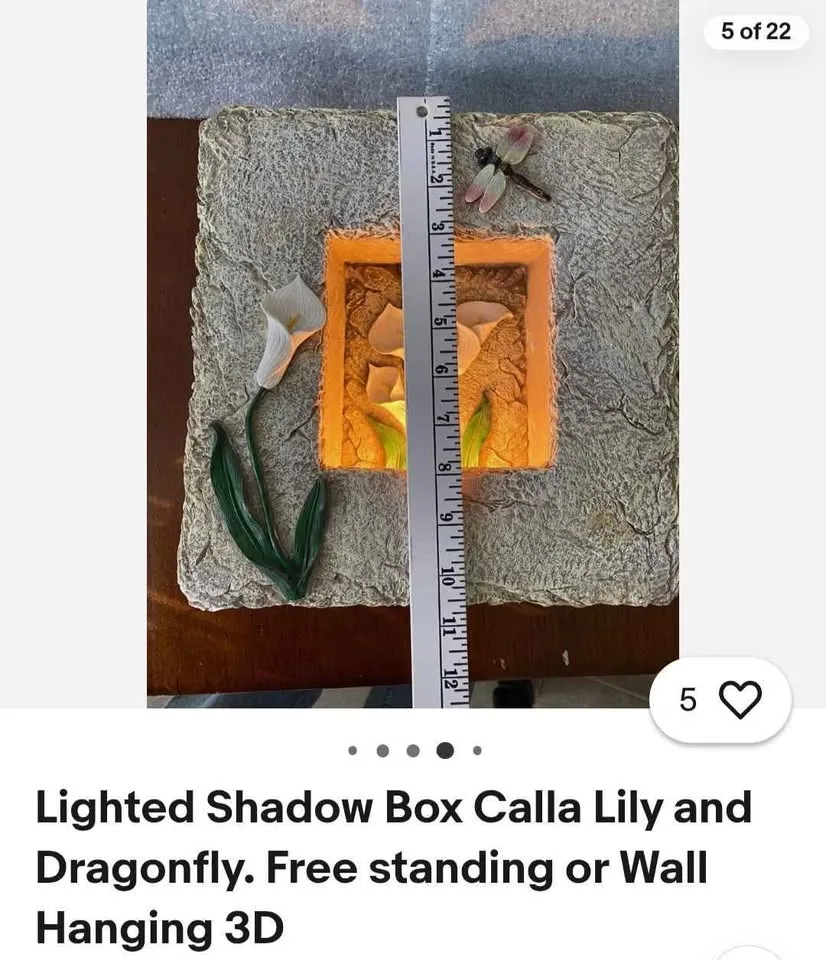 Lighted Shadow Box Calla Lily and Dragonfly 3D image indicator(6)