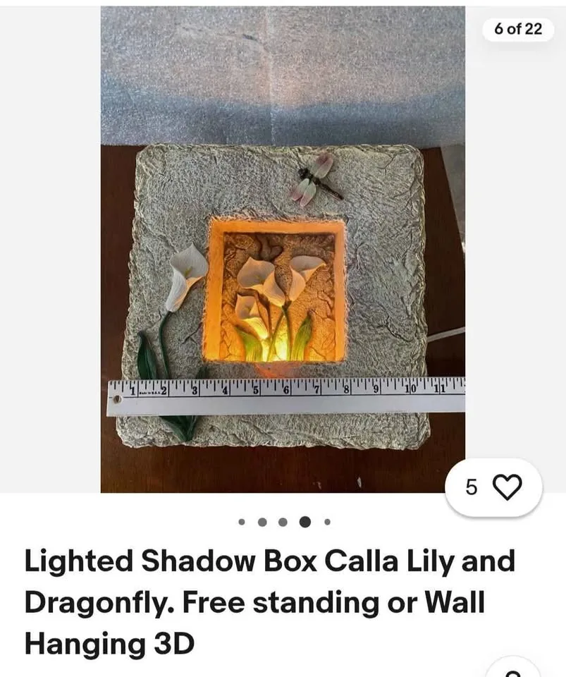 Lighted Shadow Box Calla Lily and Dragonfly 3D image indicator(7)