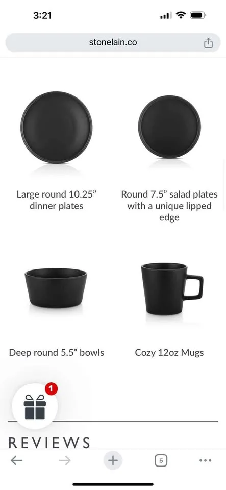BNIB Stone Lain Celina 12-Piece Dinnerware Set, Gray Matte image indicator(2)