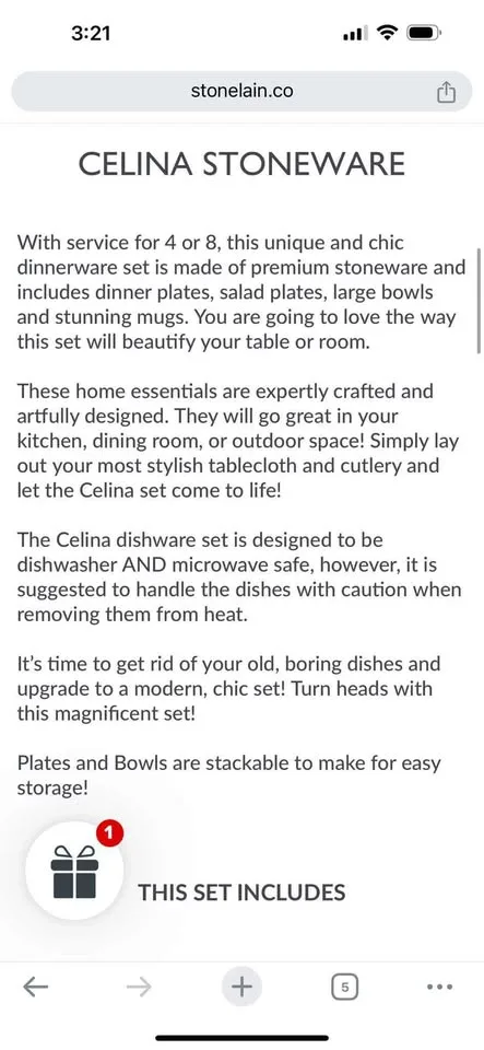 BNIB Stone Lain Celina 12-Piece Dinnerware Set, Gray Matte image indicator(4)