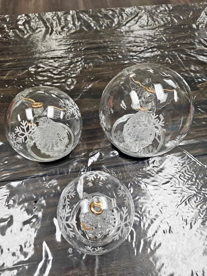 Led glass angel globe set of 3