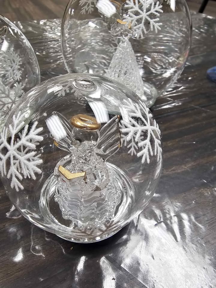 Led glass angel globe set of 3 - photo 2