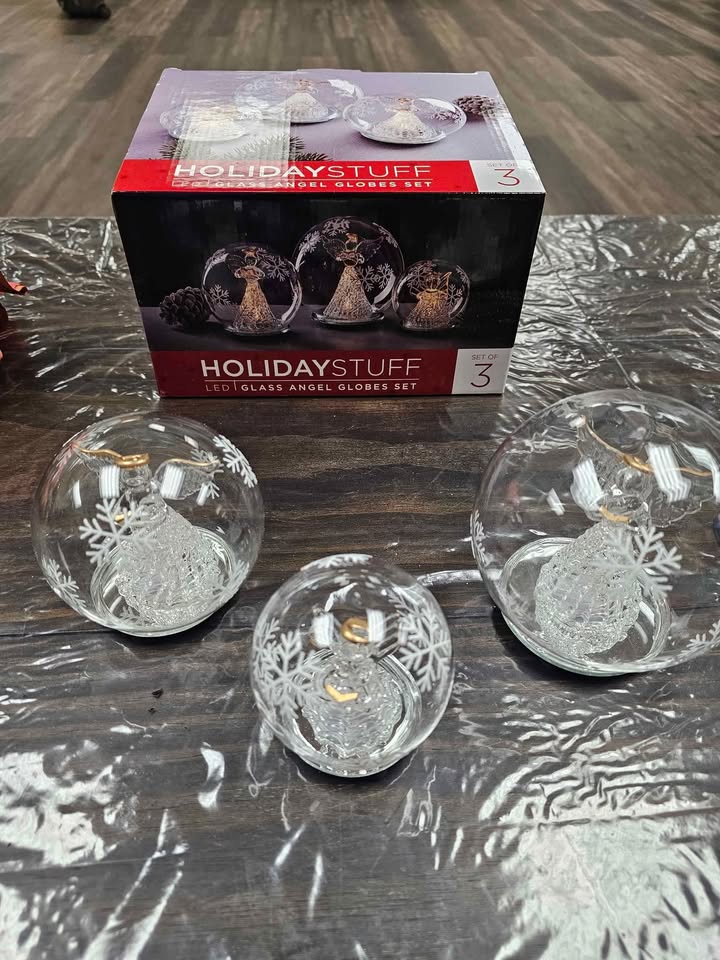 Led glass angel globe set of 3 - photo 4