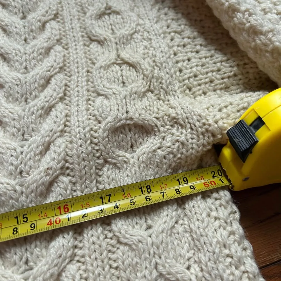 Vintage Unisex Homespun Cream Cable Knit Cardigan image indicator(6)