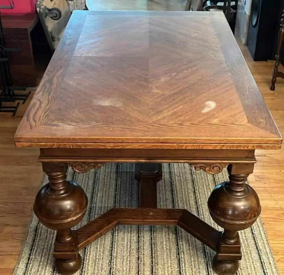 Vintage Dining Table With Carved Base image indicator(2)