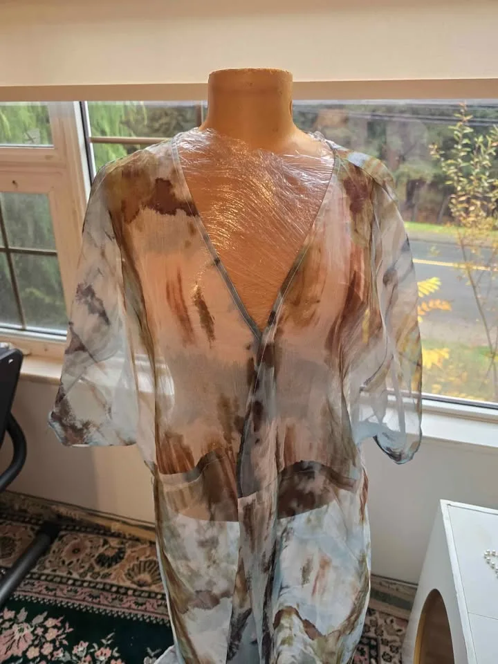 Brand New Free Size Sheer Watercolor Maxi Kimono Dress image indicator(3)