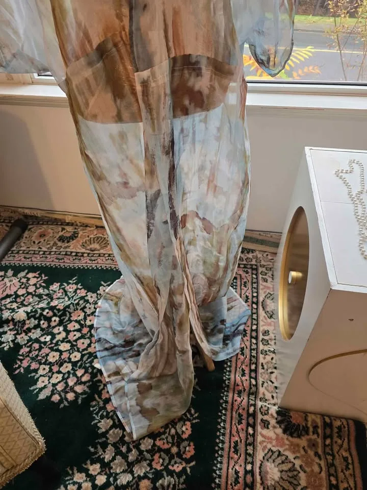 Brand New Free Size Sheer Watercolor Maxi Kimono Dress image indicator(4)