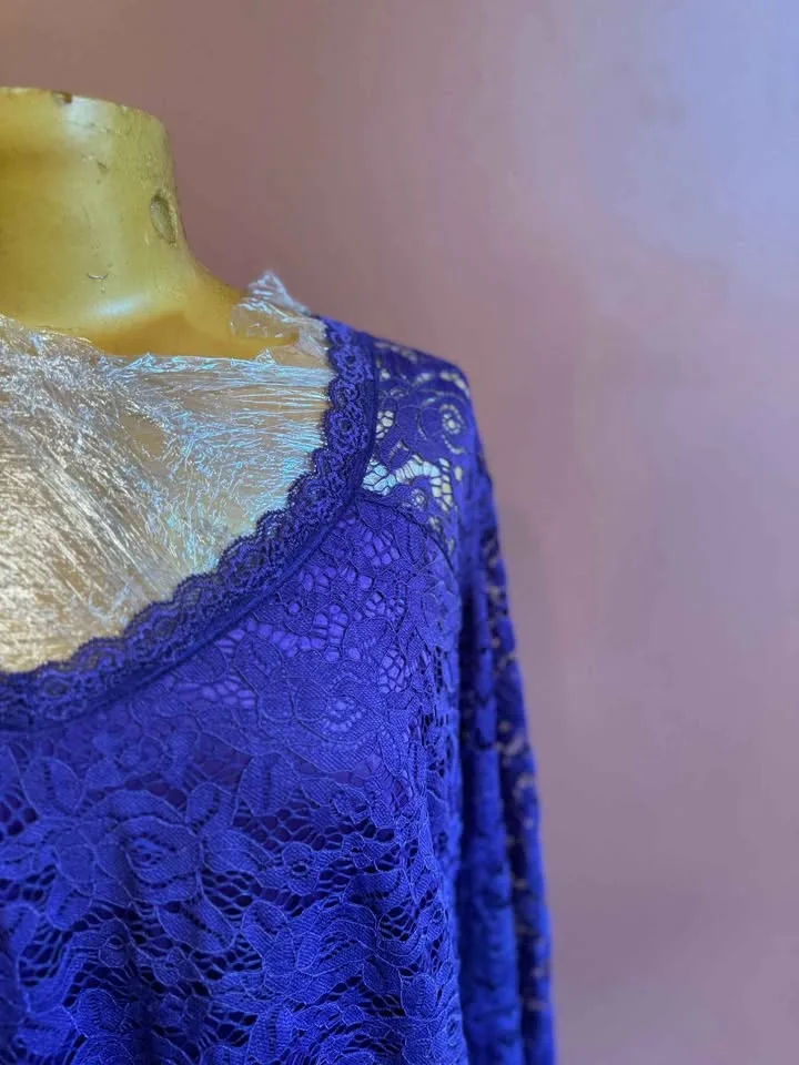 Brand New Size 26 Nemidor Purple Lace Maxi Dress image indicator(4)