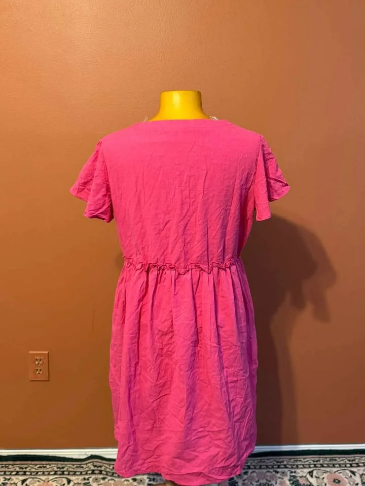 Brand New Hot Pink Button Dress – Size M image indicator(2)