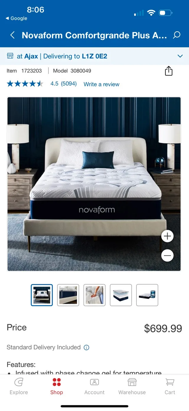 Novaform Queen Mattress 14inch Gel Memory Foam